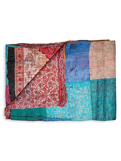 Taj Hotel Kantha Silk Throw In Red Multi