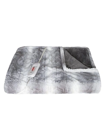 Luxe Faux Fur Faux Fur Heated Throw In Brown White