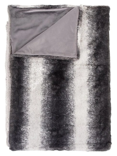 Luxe Faux Fur Irving Striped Faux Fur Throw In Black White