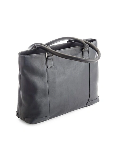 Royce New York Leather Laptop Tote In Black