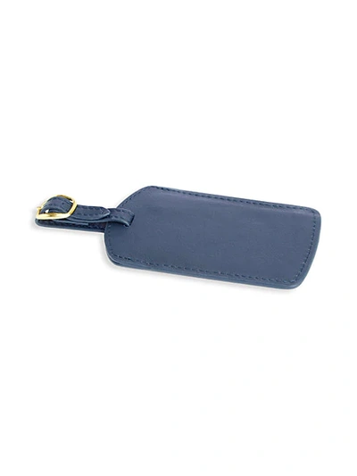 Royce New York Leather Luggage Tag In Navy Blue