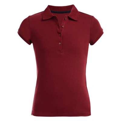 Nautica Kids' Big Girls Short Sleeve Interlock Polo Shirt In Burgundy