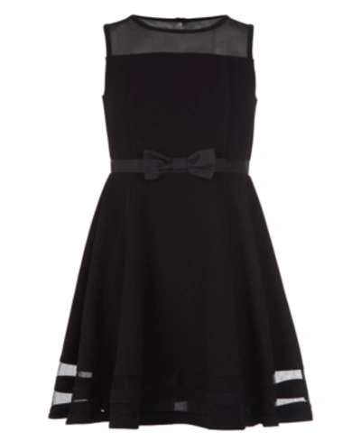 Nautica Kids' Big Girls Illusion Mesh Bow Front Dress In Black