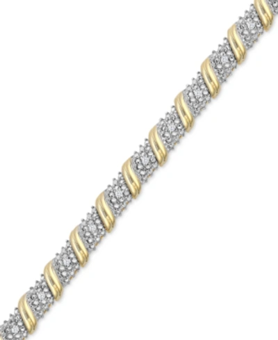 Macy's Diamond Diagonal Bar Bracelet (1/4 Ct. T.w.) In 14k Gold-plated Sterling Silver In Yellow Gold