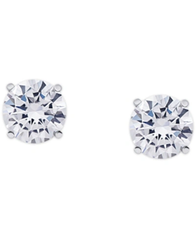 Macy's Cubic Zirconia Round Stud Earrings In Silver Plate, 3 Ct. T.w.