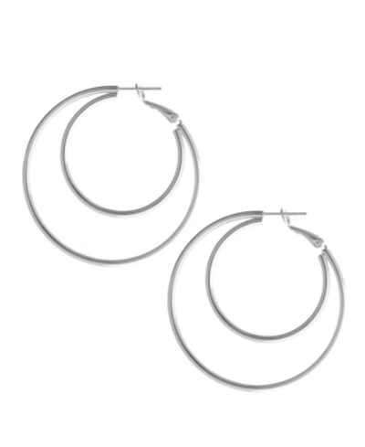 Essentials Large Double Row Omega Hoop In Silver Plate
