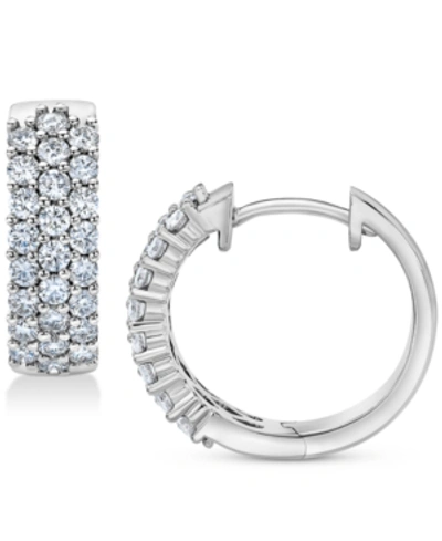 Macy's Diamond Hoop Earrings (1 Ct. T.w.) In 14k White Gold.