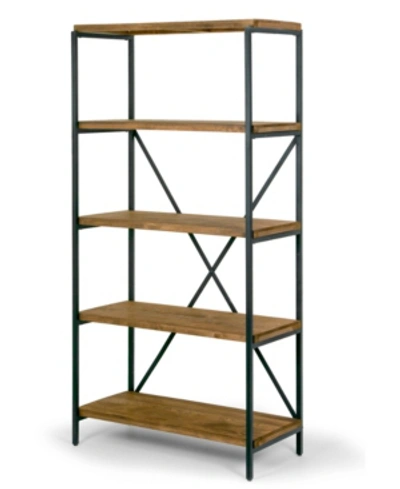 Glamour Home Ailis 67" Pine Wood Shelf Etagere Bookcase Media Center With Metal Frame In Brown