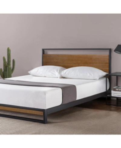 Zinus Suzanne Bamboo And Metal Platform Bed Frame, Twin In Chestnut Brown