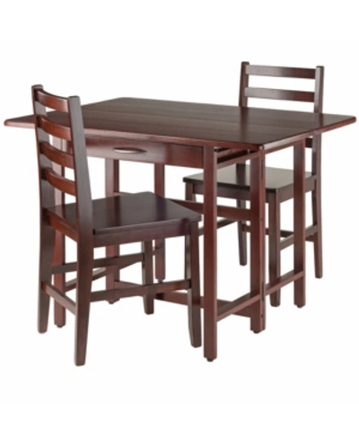 Winsome Taylor 3-piece Set Drop Leaf Table With Ladder Back Chair In Brown