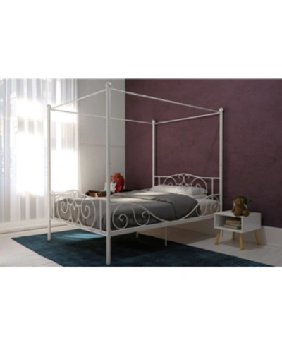 Everyroom Whimsical Metal Canopy Bed, Full Size In White