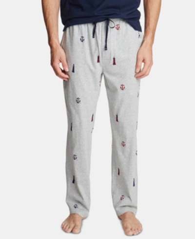 Nautica Men's Printed Cotton Pajama Pants In Lighthouse-grey Heather