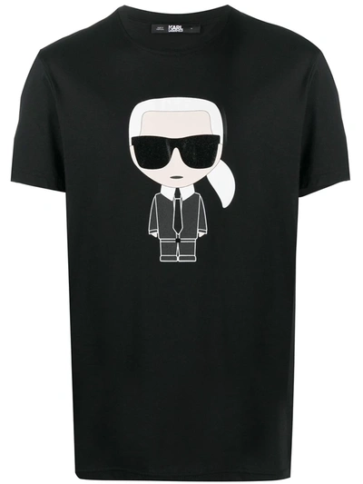Karl Lagerfeld Ikonik Karl-motif Cotton T-shirt In Black