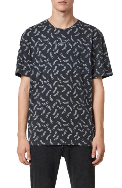 Allsaints Bonds Cotton Printed Tee In Black/off White