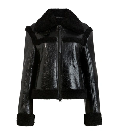 Allsaints Kitt Shearling Leather Jacket In Black