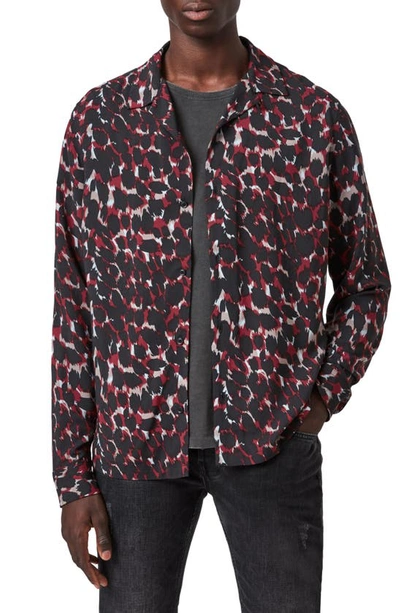Allsaints Jackson Print Button-up Shirt In Red
