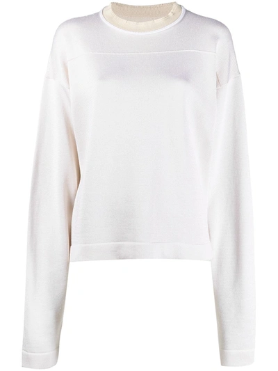 Jil Sander Knitted Round Neck Top In White