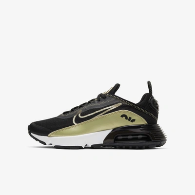 Nike Big Kids Air Max 2090 Casual Sneakers From Finish Line In Black,metallic Gold Star