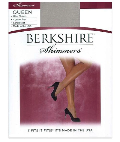 Berkshire Queen Shimmers Control Top Pantyhose In Silver