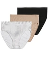Jockey Elance Breathe French Cut Brief 3-pack In Light,dot,black