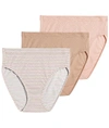 Jockey Elance Breathe French Cut Brief 3-pack In Nude Stripe Pack