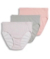Jockey Elance Breathe French Cut Brief 3-pack In Silver Fox,dot