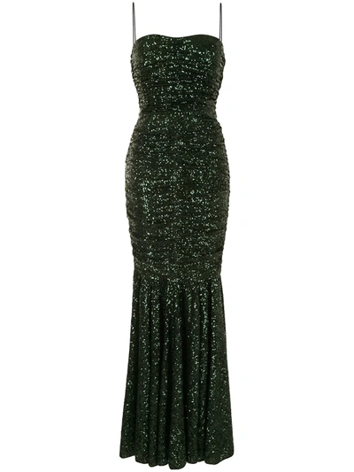 Dolce & Gabbana Long Sequined Dress In Green