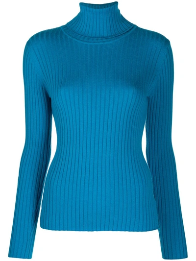 Philo-sofie Ribbed Polo Neck Jumper In Blue