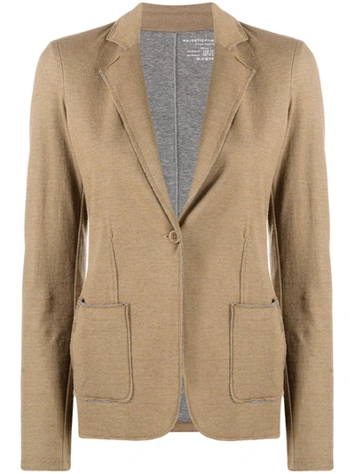 Majestic Exposed-seam Single-breasted Blazer In Neutrals