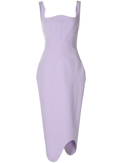 Rachel Gilbert Embossed-structure Fitted Dress In Purple