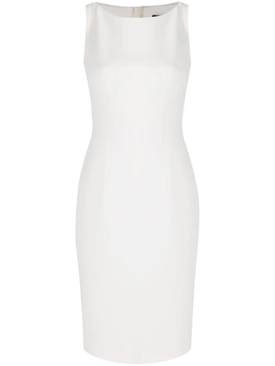 Paule Ka Contour-waist Fitted Midi Dress In White