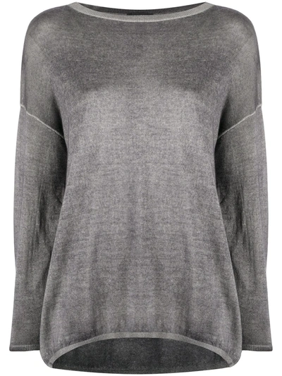 Avant Toi Drop-shoulder Knitted Top In Grey