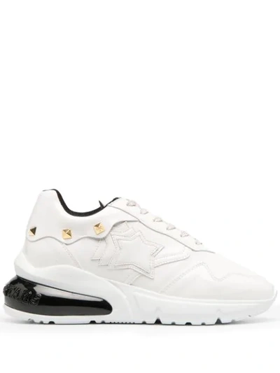 Atlantic Stars Studded Leather Trainers In White