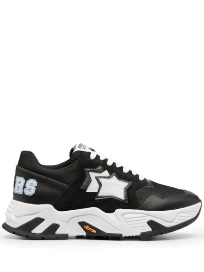 Atlantic Stars Logo-print Leather Sneakers In Black