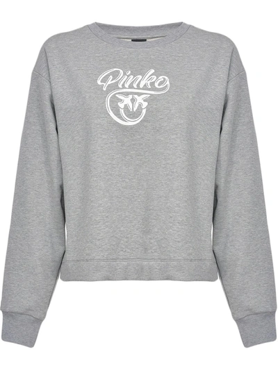 Pinko Logo-print Crew-neck Sweatshirt In Grey