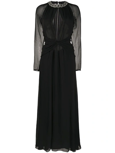 Amen Crystal-embellished Deep-v Gown In Black