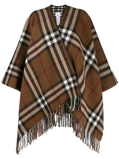 Burberry Check Reversible Wool Cape In Neutrals