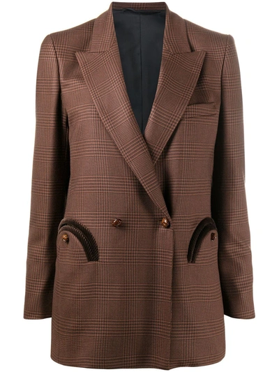 Blazé Milano Prince Of Wales Double-breasted Blazer In Brown