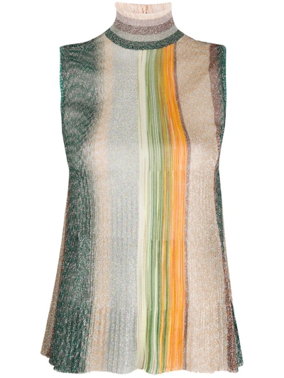 Missoni Striped Sleeveless Top In Green