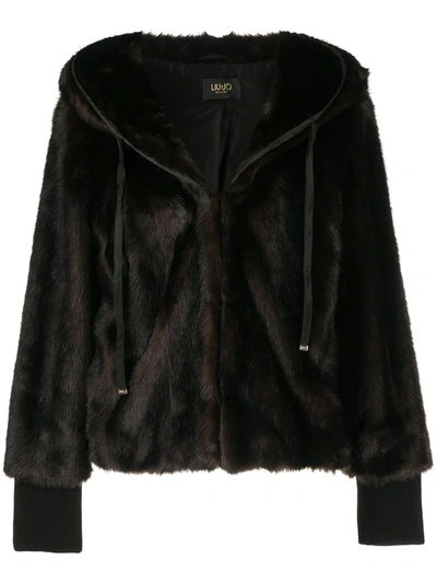 Liu •jo Faux Fur Hooded Jacket In Brown