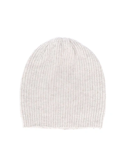 Brunello Cucinelli Kids' Sequin Hem Knit Beanie In Grigio