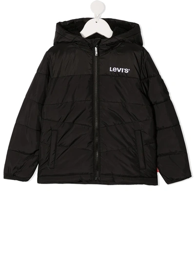 Levi's Teen Quilted Hooded Coat In Black