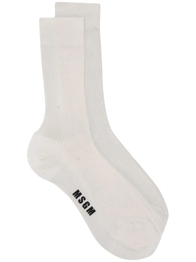 Msgm Logo Print Socks In White