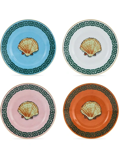 Richard Ginori Viaggio Di Nettuno Flat Bread Plates (set Of 4) In Blue