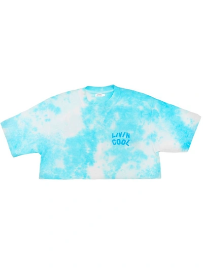 Livincool Essential Crop T-shirt, Sky Tie Dye In Blue