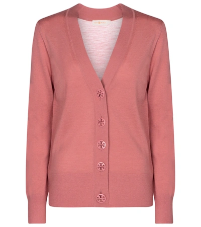 Tory Burch Simone Merino Wool Cardigan In Red