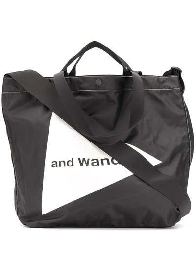 And Wander Small Logo Nylon Canvas Tote Bag In Black