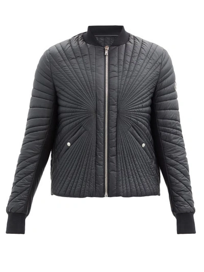 Moncler Splayed-quilting Down Bomber Jacket In Black