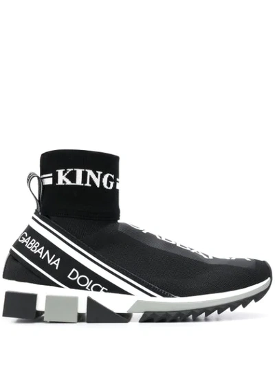 Dolce & Gabbana Sorrento Hi-top Running Sneakers In Black,white