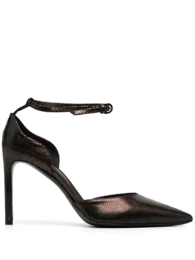 Del Carlo Snakeskin-effect Pointed Pumps In Brown